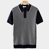 Navy Vertical Striped Polo Shirt