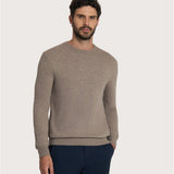 Men's light brown crew neck sweater – cashmere blend