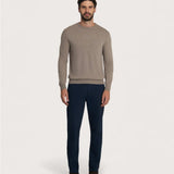 Men's light brown crew neck sweater – cashmere blend